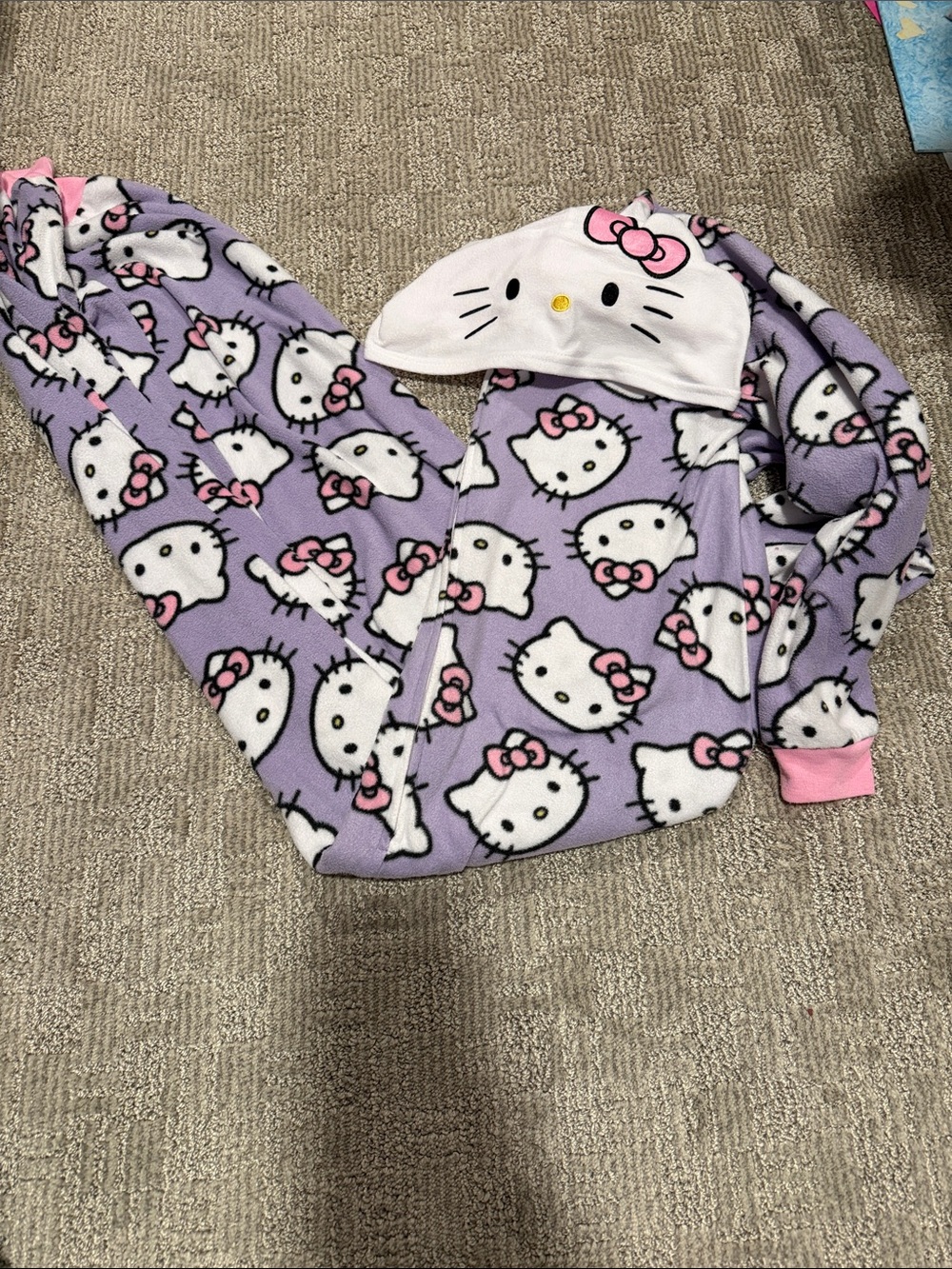 Hello Kitty Purple and Pink Fleece Hooded One-Piece